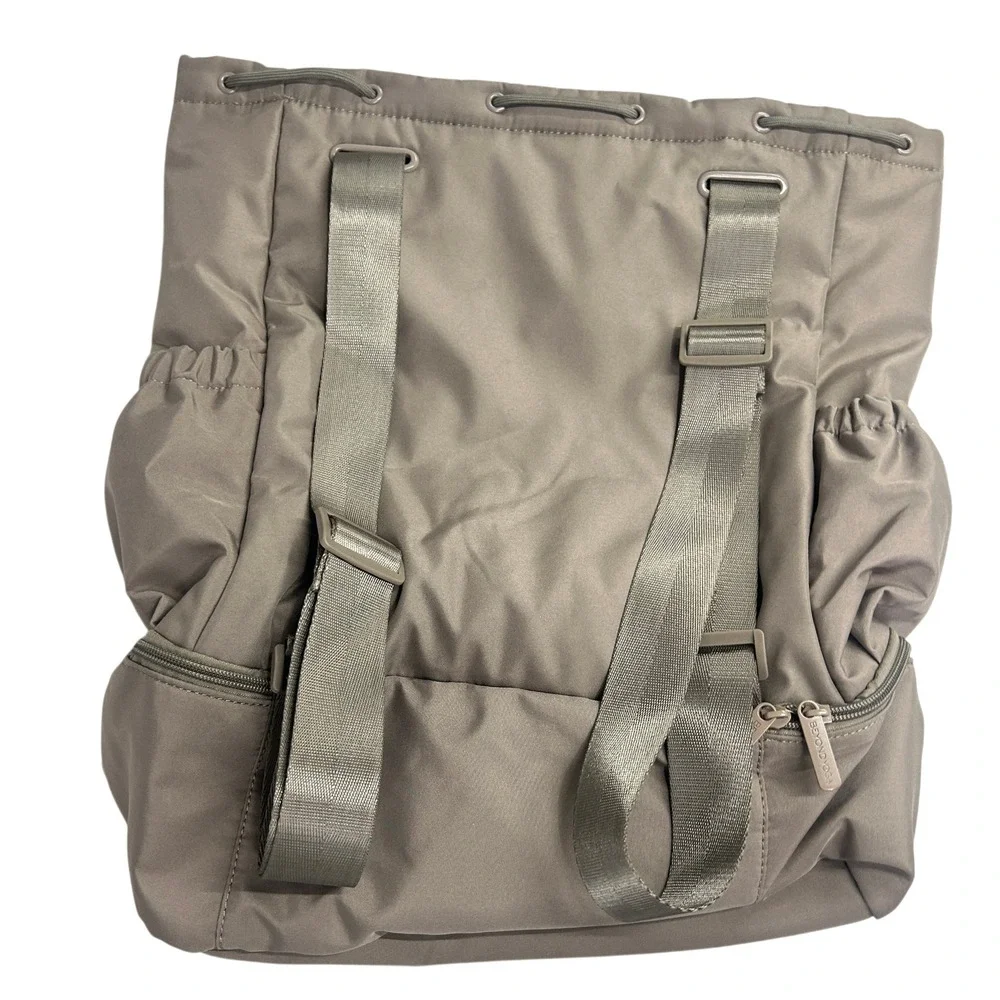 Beyond Yoga Backpack Taupe Gray Drawstring Gym‎ Travel Athleisure NWT Bag